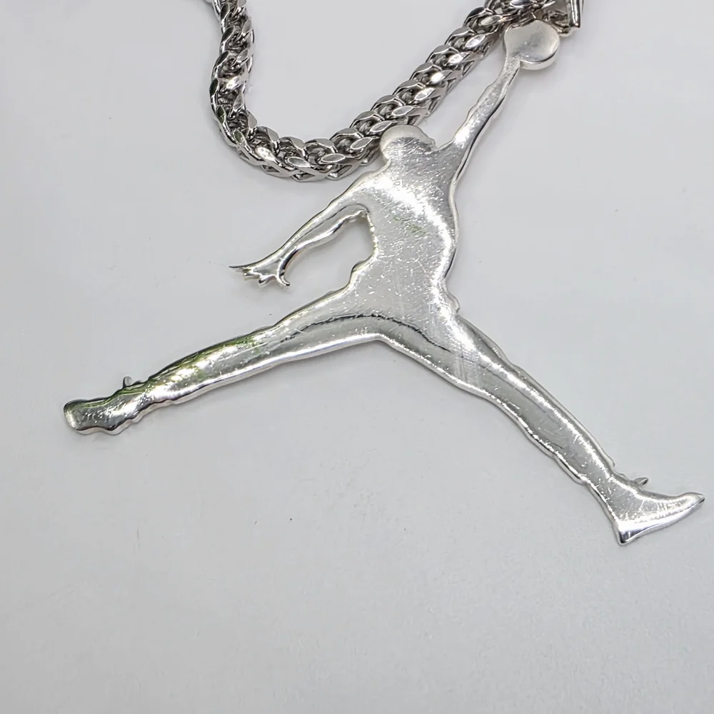 🔥 Solid Italian S925 Silver Jordan Pendant – 24” Diamond Cut Franco , 35g TW